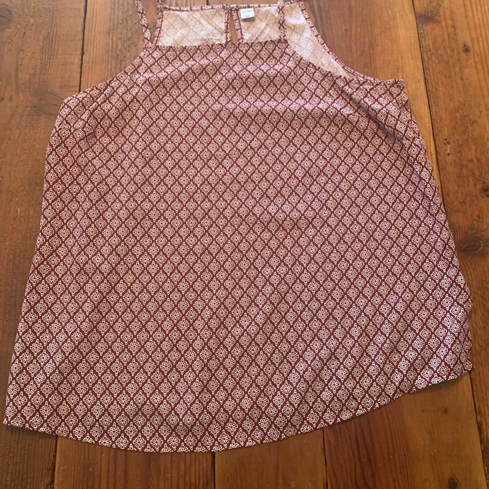 Old Navy Tank - Burgundy & White Spaghetti Strap Sz Lg
